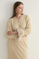 Knit Detail Furry Set
