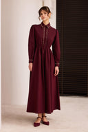 Veni Special Embroidered Detail Puff Sleeve Dress