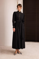 Veni Special Embroidery Detail Balloon Sleeve Dress