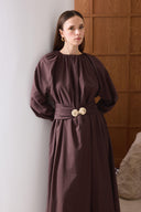 Viola Wide Belted Buckled Voile Dress