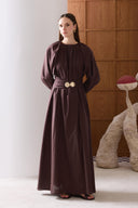 Viola Wide Belted Buckled Voile Dress
