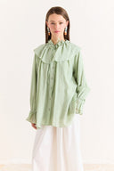 Ruffle Detail Glitter Polka Dot Shirt