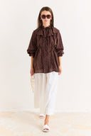 Ruffled Glittery Polka Dot Shirt