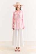 Ruffle Detailed Glittery Polka Dot Shirt
