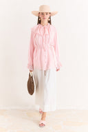Ruffle Detailed Glittery Polka Dot Shirt