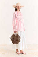 Ruffle Detailed Glittery Polka Dot Shirt