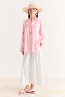 Ruffle Detailed Glittery Polka Dot Shirt