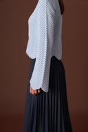Wave Openwork Knit Sweater