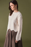 Wave Openwork Knit Sweater
