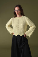 Wave Openwork Knit Sweater