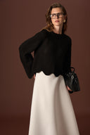 Wave Openwork Knit Sweater