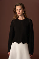 Wave Openwork Knit Sweater
