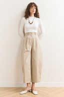 Wide Leg Gabardine Trousers