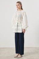 Wide-Ribbed Trim Collar Shirt