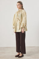 Wide Ribbed Trim Collar Shirt