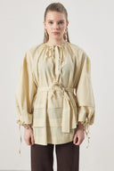 Wide Ribbed Trim Collar Shirt