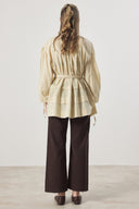 Wide Ribbed Trim Collar Shirt