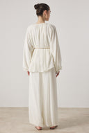 Collar-Ruched Chiffon Set