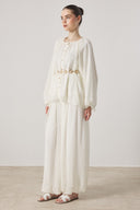 Collar-Ruched Chiffon Set