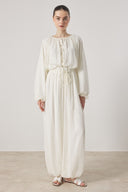 Collar-Ruched Chiffon Set