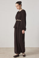 Collar-Gathered Chiffon Set