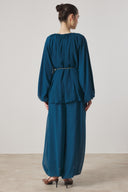 Collar Gathered Chiffon Set