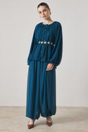 Collar Gathered Chiffon Set