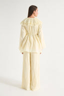 Collar Lace Detail Pants Set