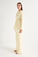 Collar Lace Detail Pants Set