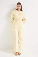 Collar Lace Detail Pants Set
