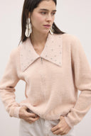 Collar Detail Stone Detailed Knitwear