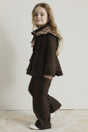Collared Plaid Cotton Set with Pleated Waist