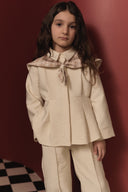 Collared Plaid Cotton Set with Pleated Waist