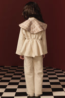 Collared Plaid Cotton Set with Pleated Waist
