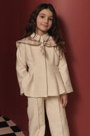 Collared Plaid Cotton Set with Pleated Waist