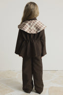 Collared Plaid Cotton Set with Pleated Waist