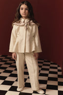 Collared Plaid Cotton Set with Pleated Waist