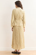 Collar Bow Detailed Voile Crash Skirt Set