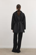 Velvet Collared Trench Coat with Rhinestones