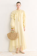 Rhinestone Collar Ruffle Dress