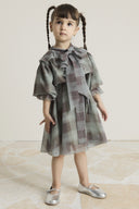 Collar Ruffled Chiffon Plaid Dress