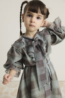 Collar Ruffled Chiffon Plaid Dress
