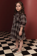 Ruffle Collar Plaid Chiffon Dress