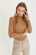 Mock Neck Sweater - Camel