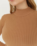 Mock Neck Sweater - Camel