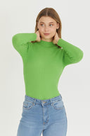 Mock Neck Sweater - apple green