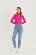 Mock Neck Sweater - Fuchsia
