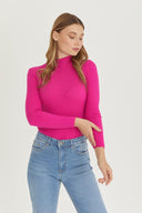 Mock Neck Sweater - Fuchsia
