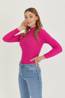 Mock Neck Sweater - Fuchsia