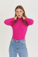 Mock Neck Sweater - Fuchsia